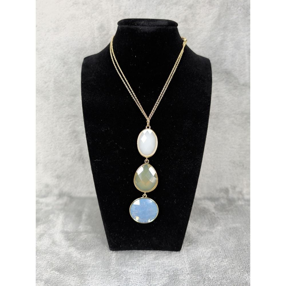 Loft 3 Stone Pendant Graduated Drop Necklace 40 Inch Overall